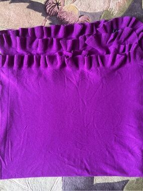 Cynthia Rowley Purple 100% Cashmere Ruffled Edge Throw Blanket